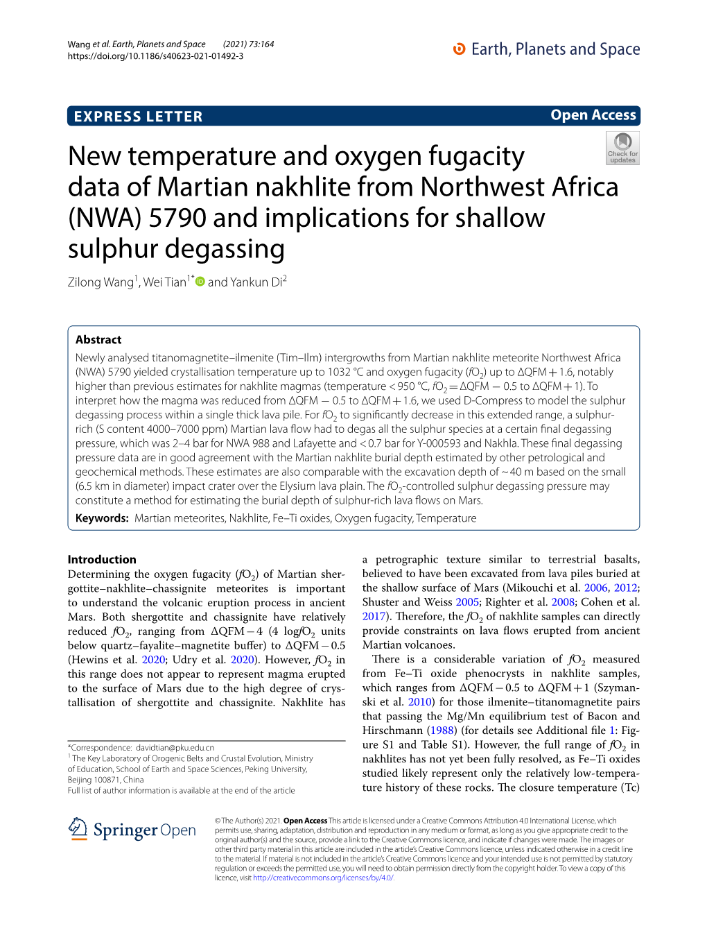 New Temperature and Oxygen Fugacity Data of Martian Nakhlite From