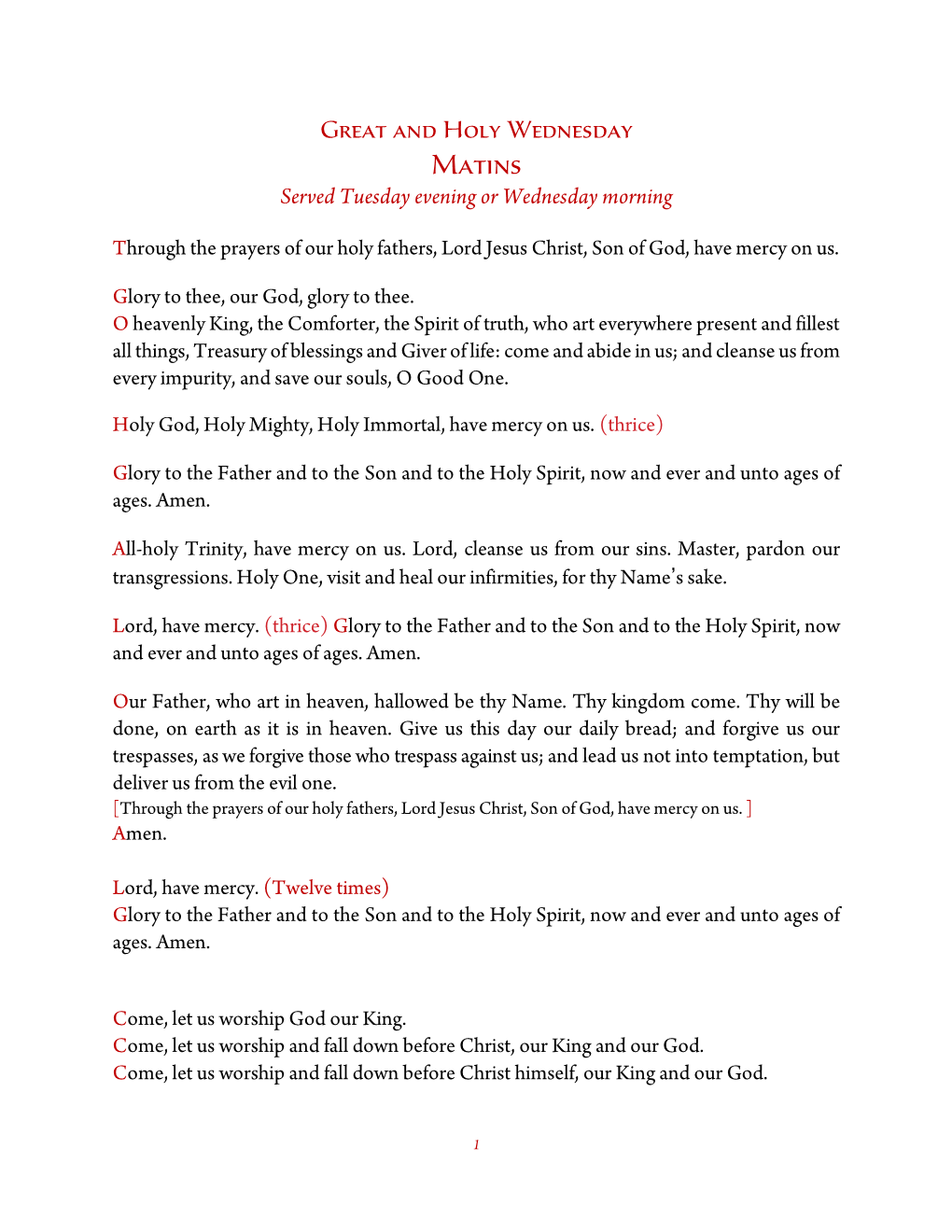 Matins Served Tuesday Evening Or Wednesday Morning