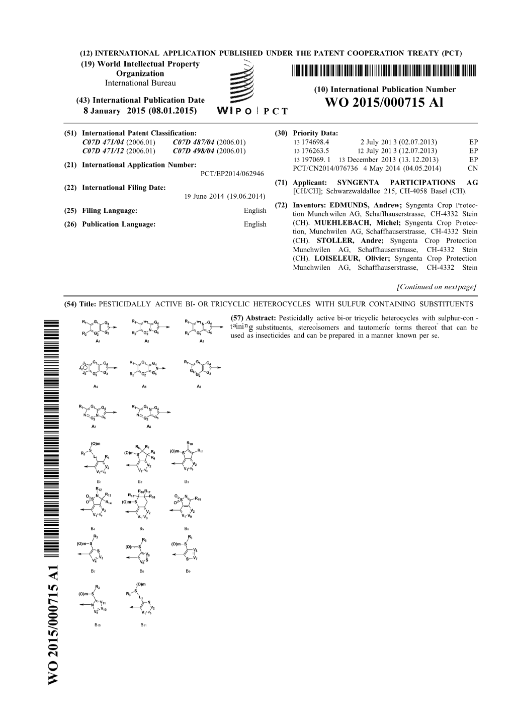 WO 2015/000715 Al 8 January 2015 (08.01.2015) P O P C T