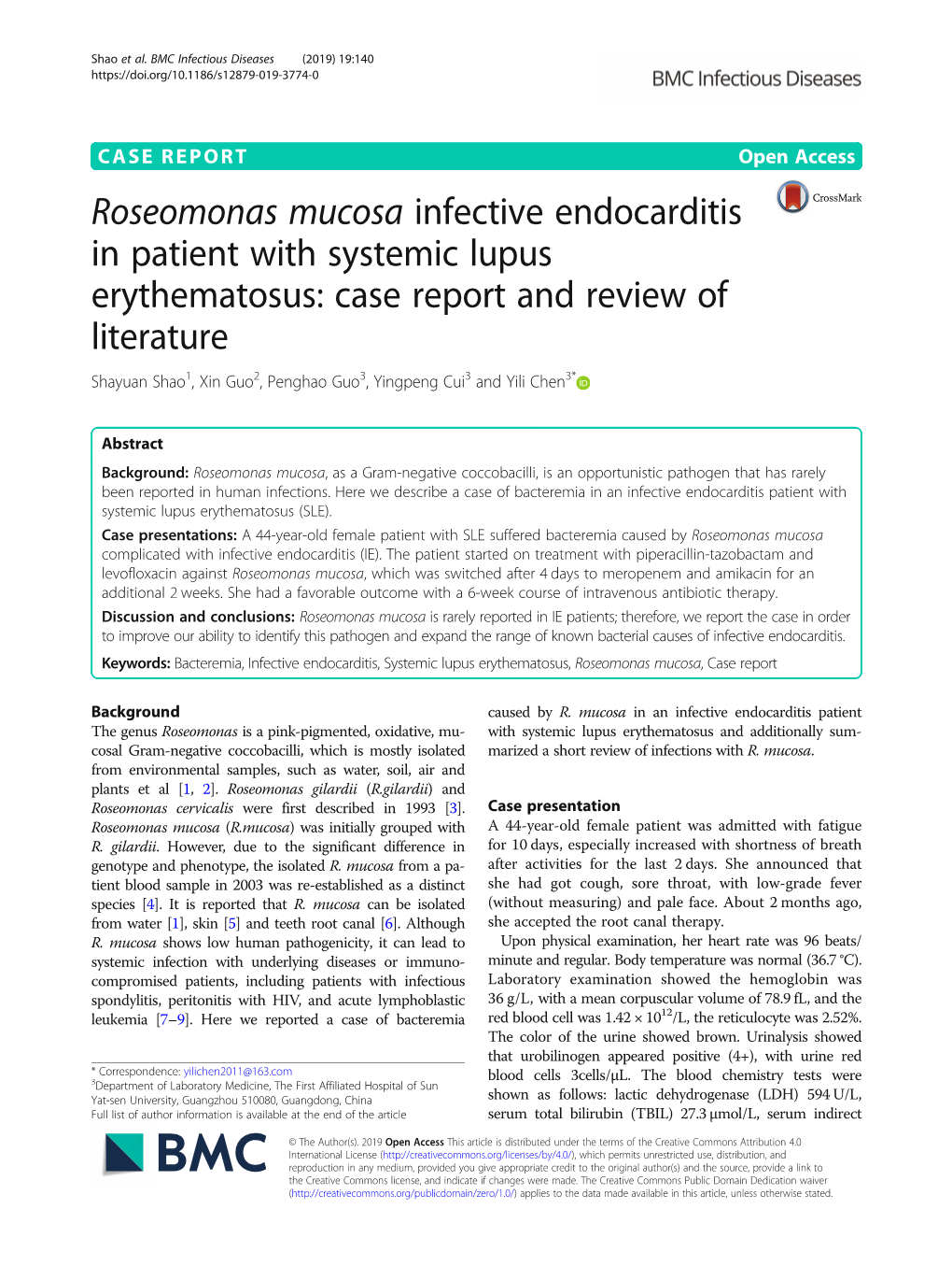 Roseomonas Mucosa Infective Endocarditis in Patient with Systemic