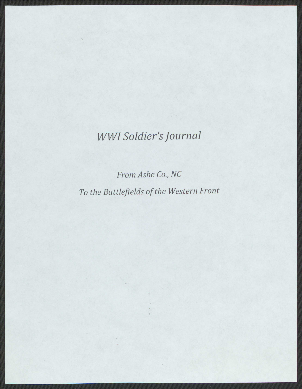 WWI Soldier's Journal