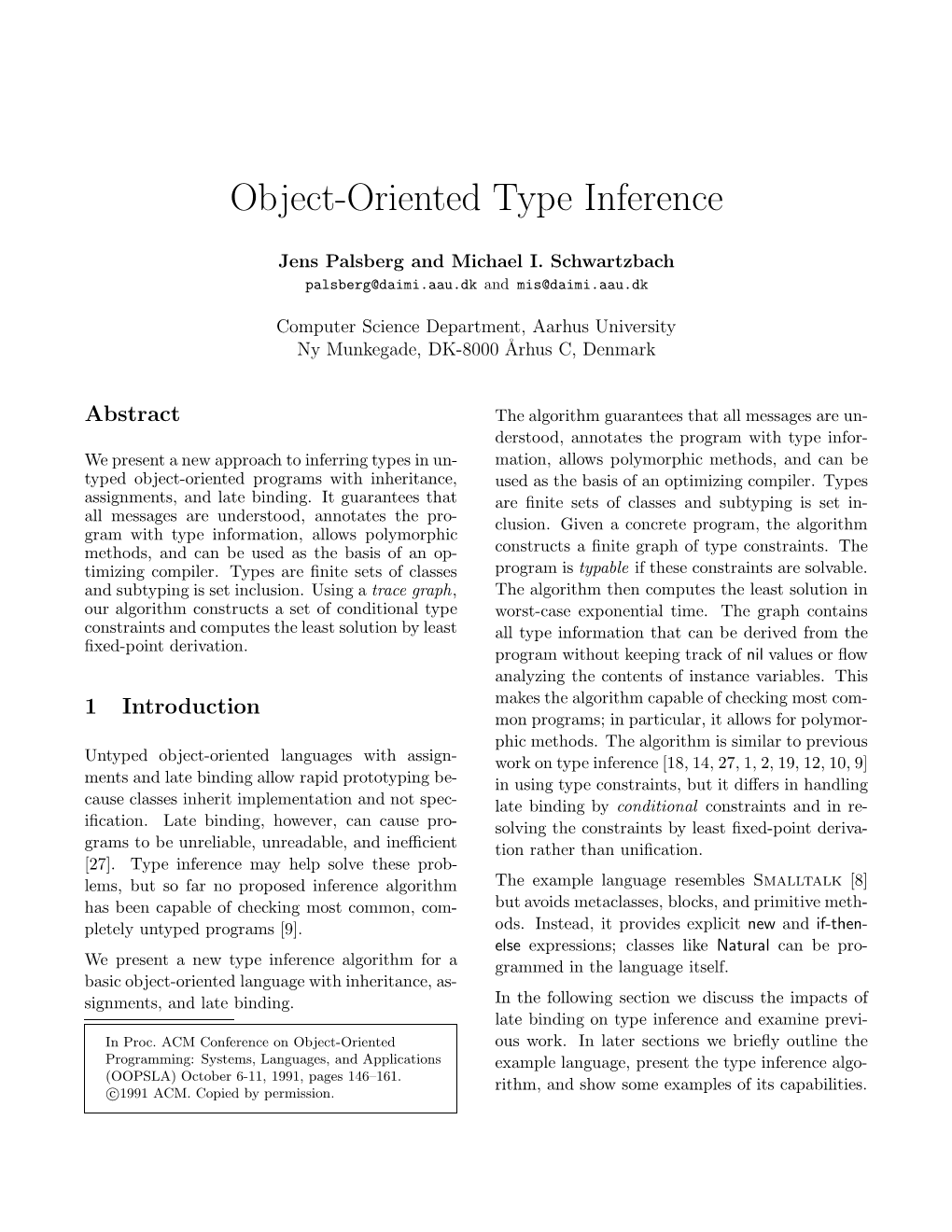 Object-Oriented Type Inference