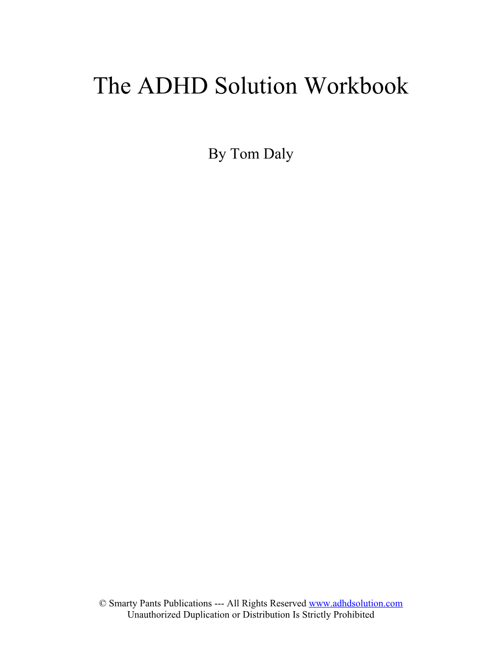 The ADHD Solution Workbook