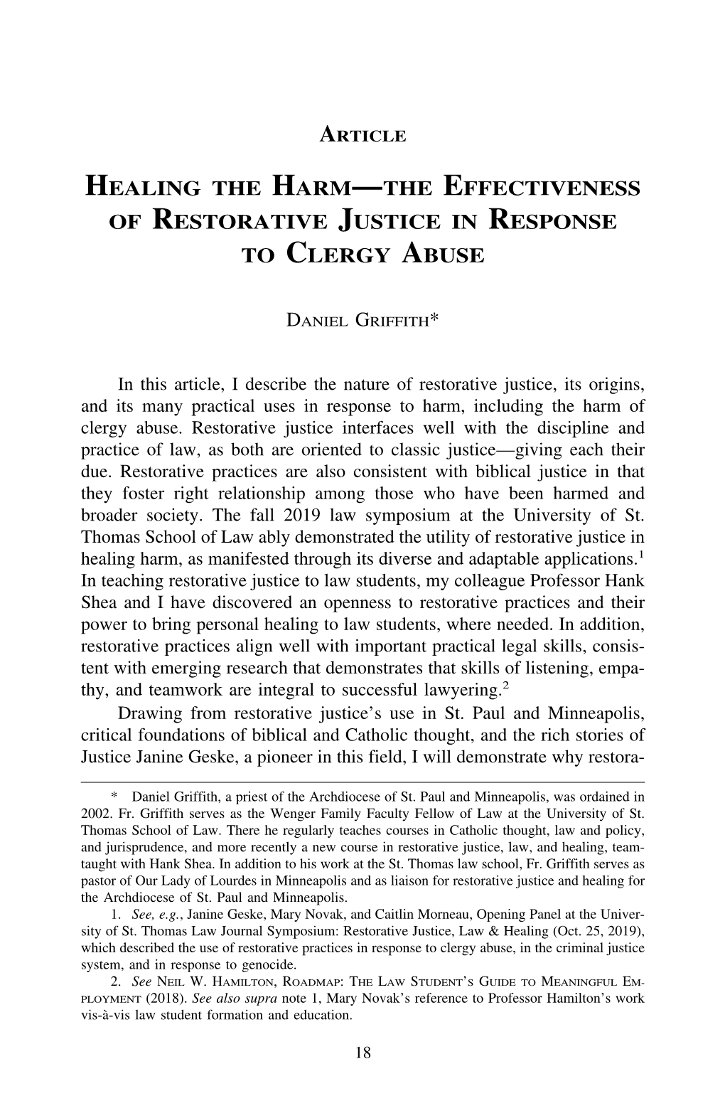 The Effectiveness of Restorative Justice in Response to Clergy Abuse