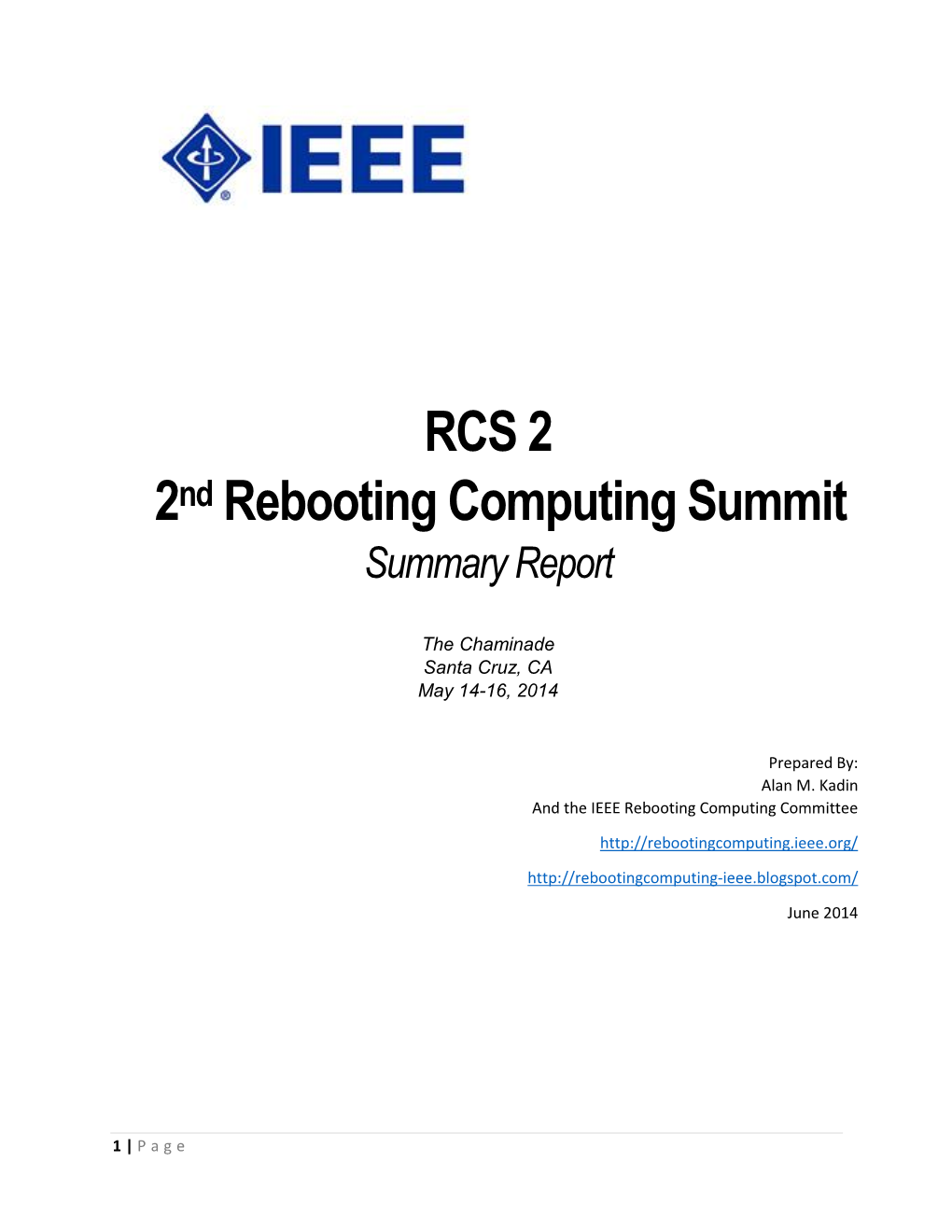 RCS 2 2Nd Rebooting Computing Summit Summary Report