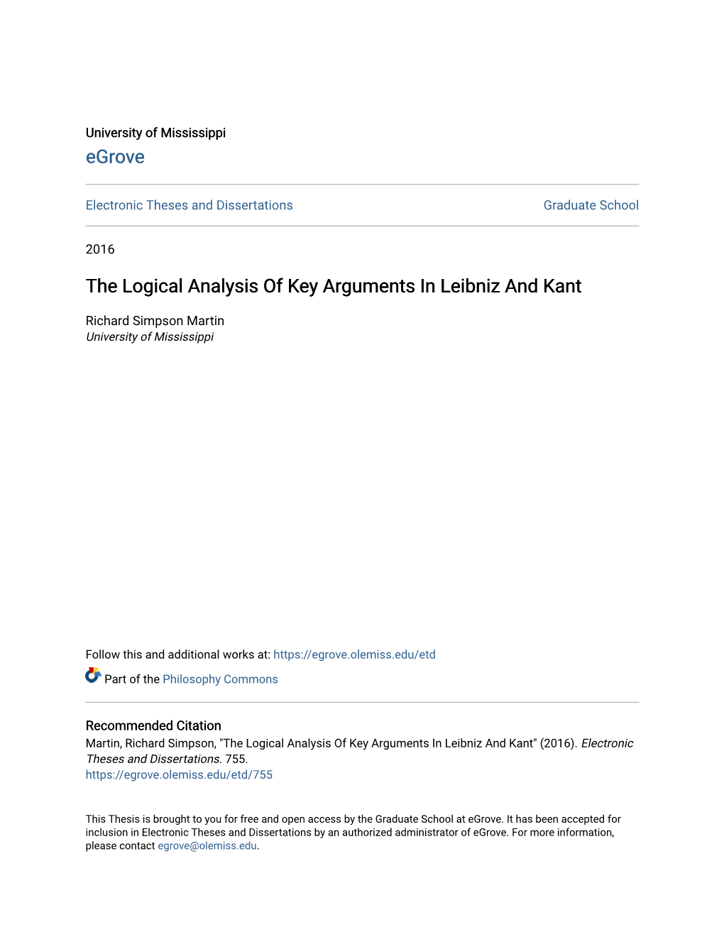The Logical Analysis of Key Arguments in Leibniz and Kant