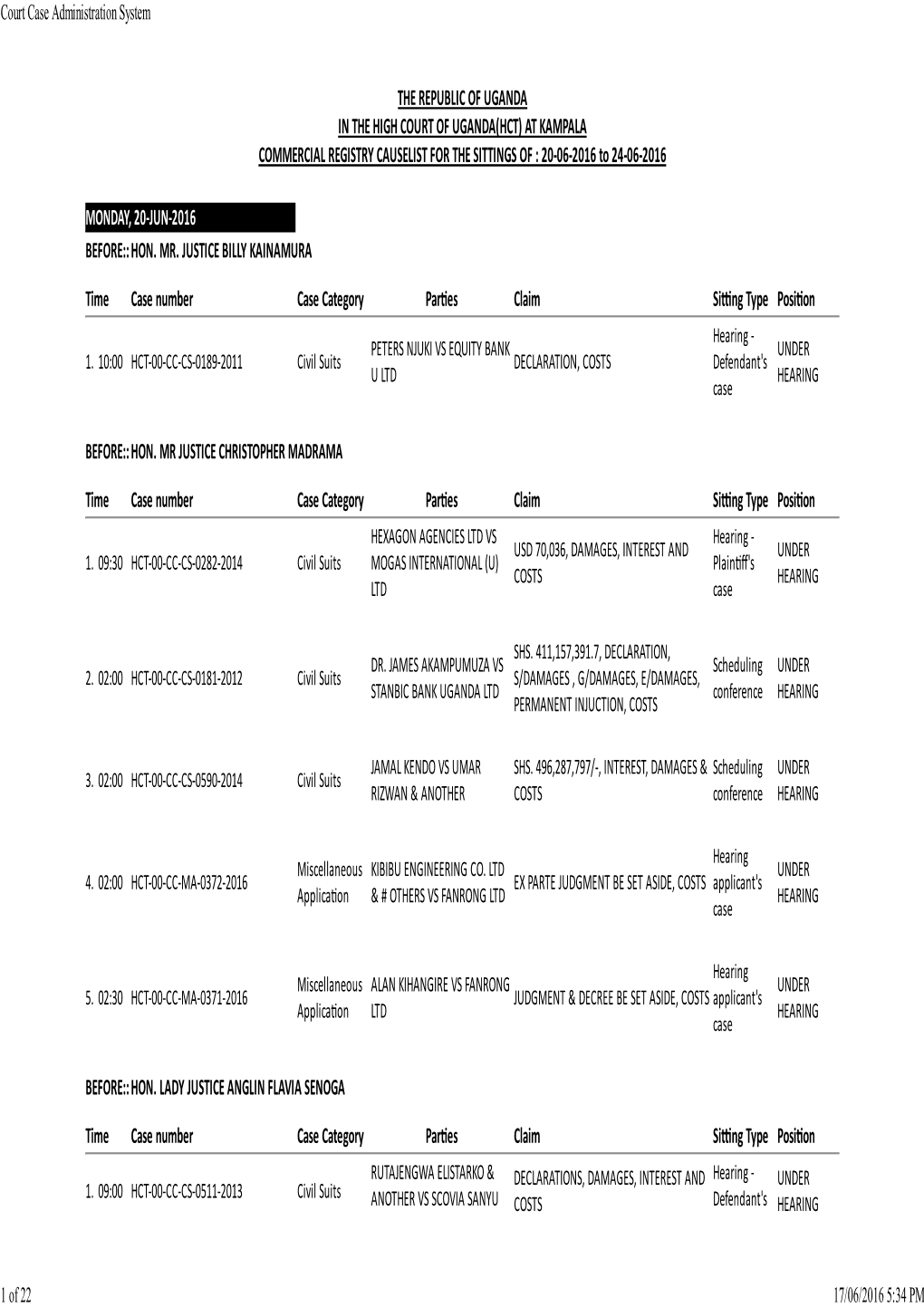 Court Case Administration System