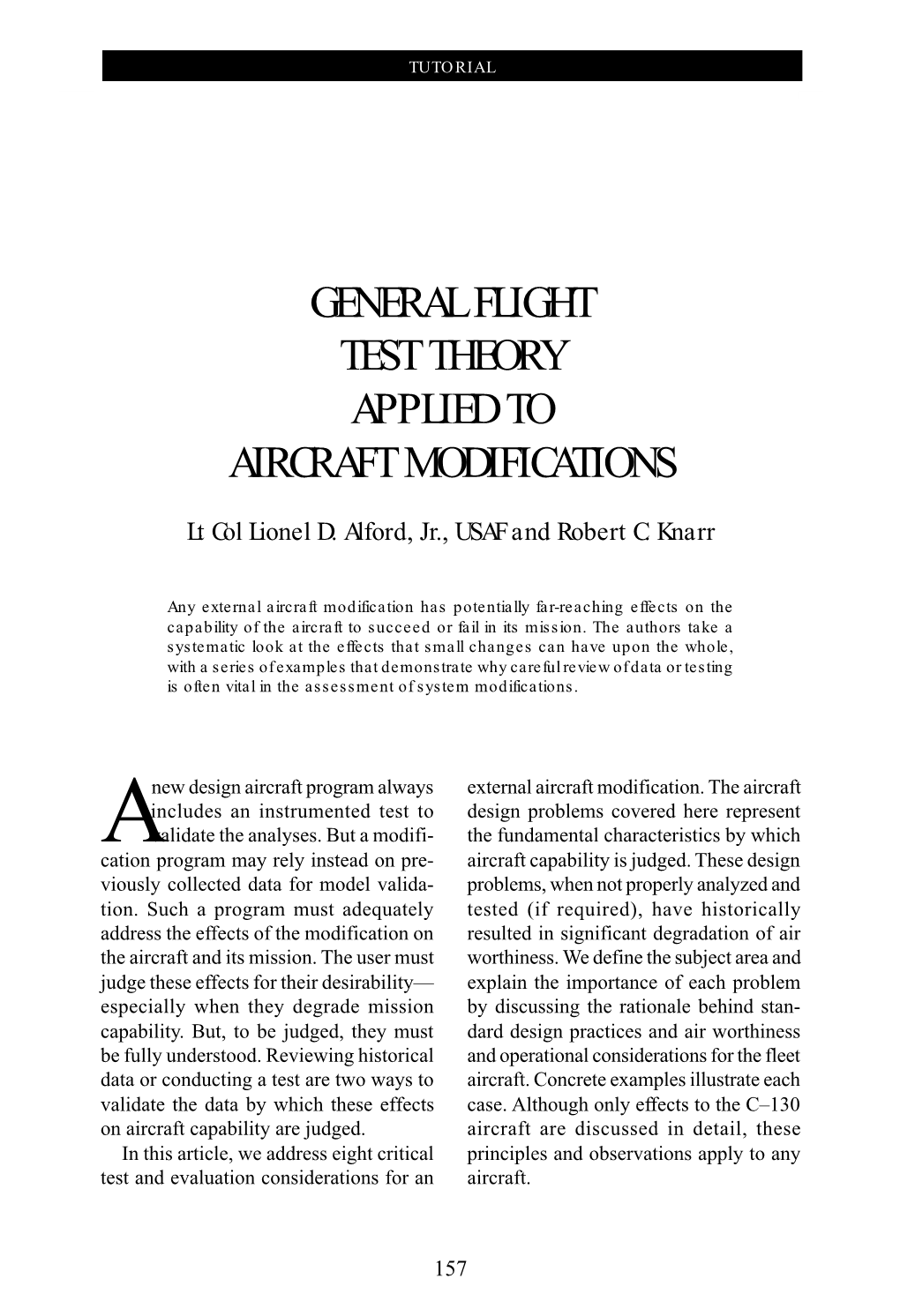 General Flight Test Theory Applied to Aircraft Modifications