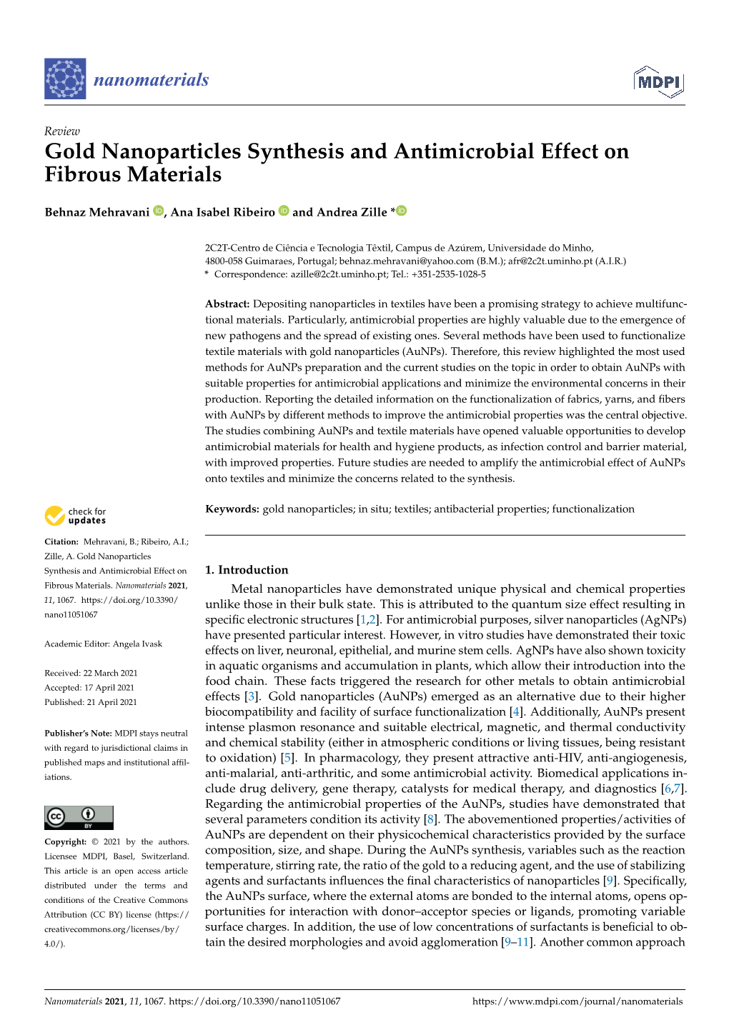 Gold Nanoparticles Synthesis and Antimicrobial Effect on Fibrous Materials