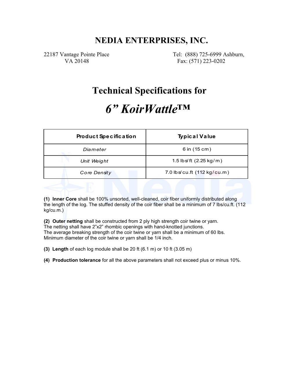 Technical Specifications For