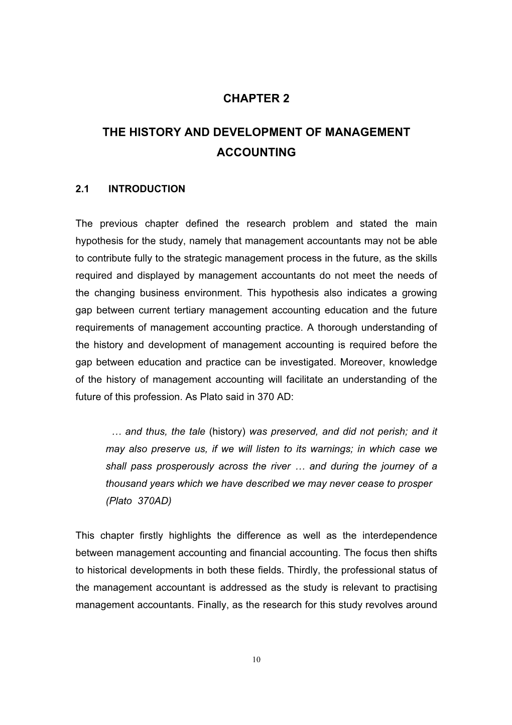 Chapter 2 the History and Development Of