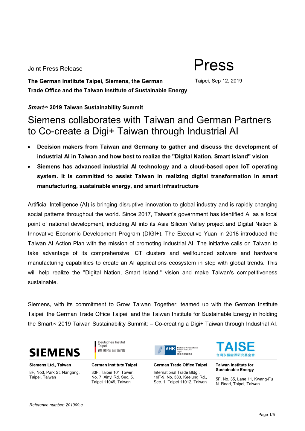 Siemens Press Release