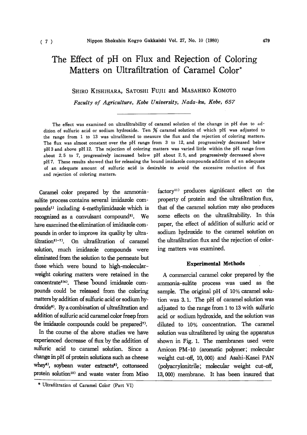 The Effect of Ph on Flux and Rejection of Coloring Matters on Ultrafiltration of Caramel Color*