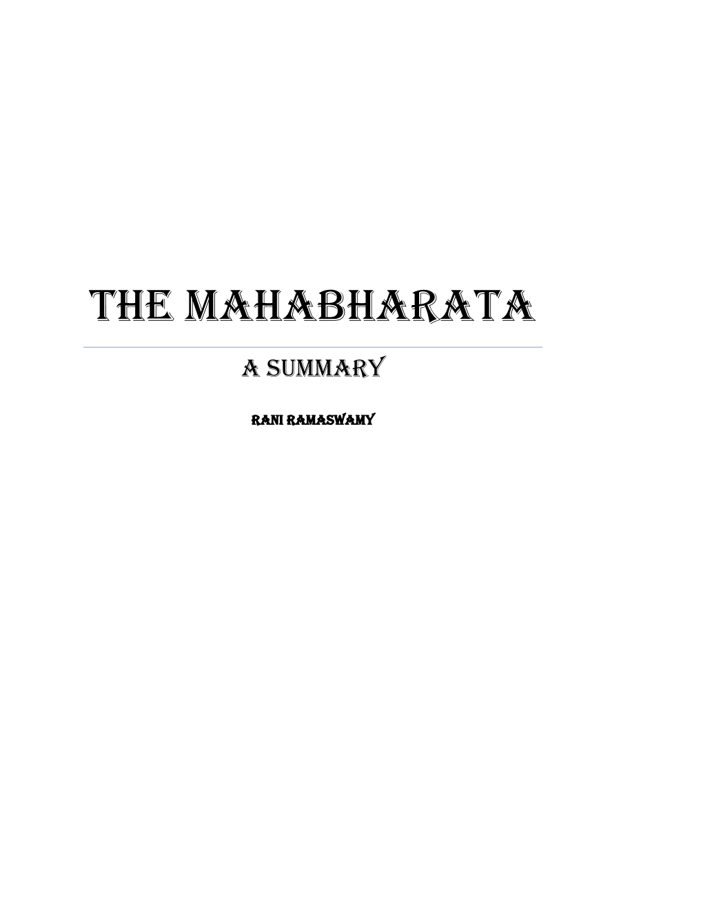 The Mahabharata