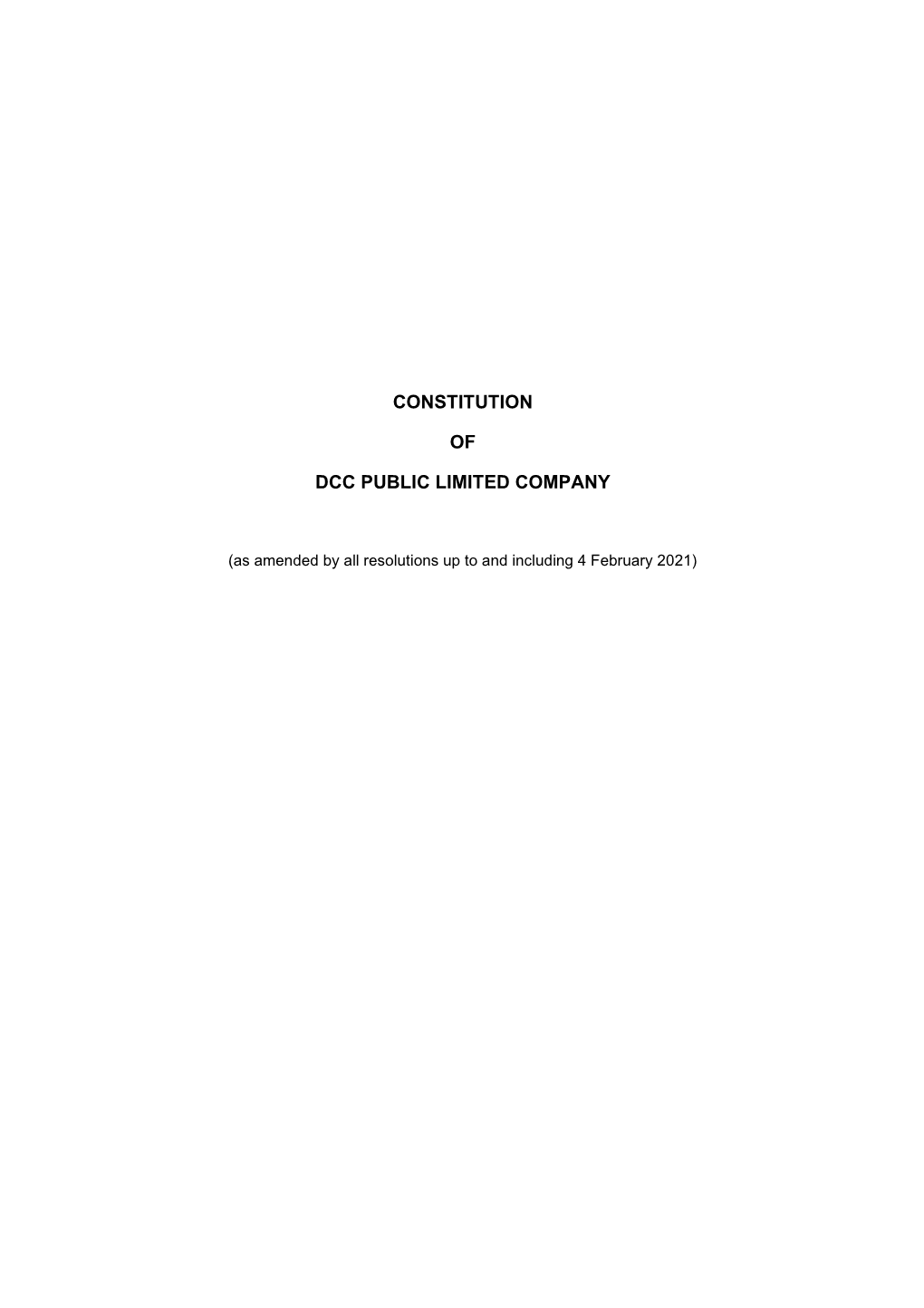 Constitution of Dcc Public Limited Company