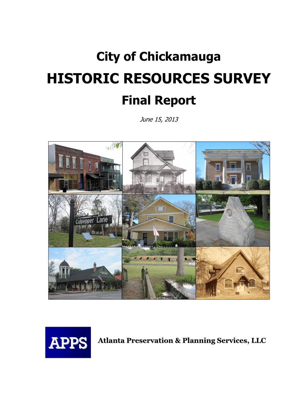 City of Chickamauga Historic Resources Survey Final Report