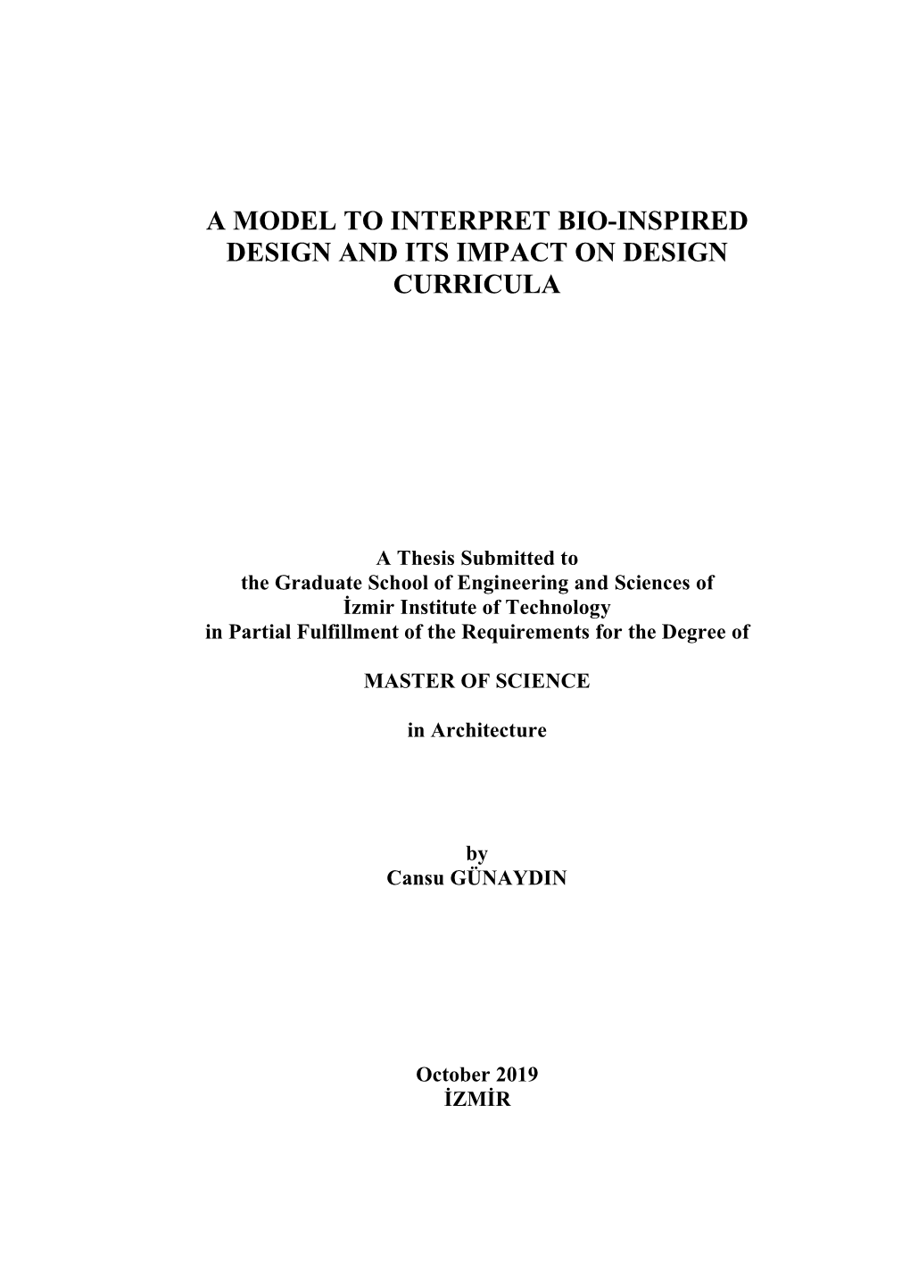 A Model to Interpret Bio-Inspired Design and Its Impact on Design Curricula