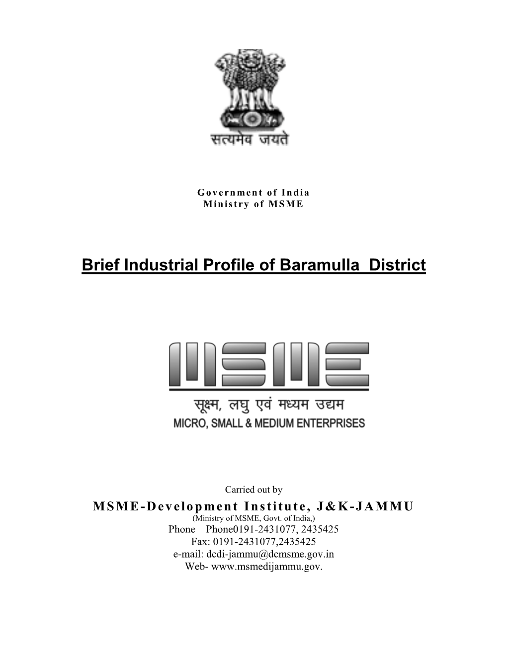 Brief Industrial Profile of Baramulla District