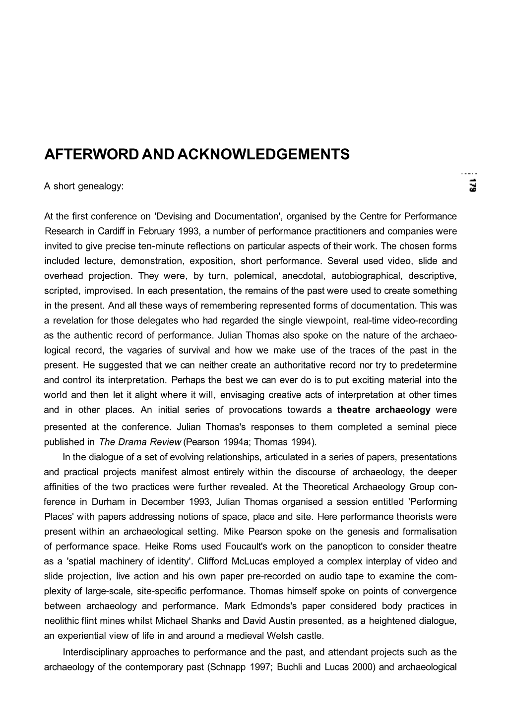 Afterword and Acknowledgements