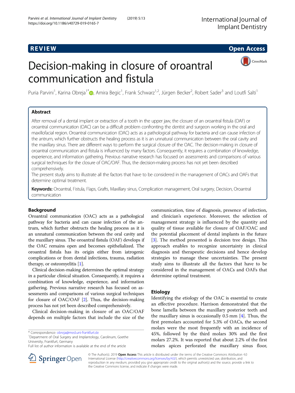 Decision-Making in Closure of Oroantral Communication and Fistula