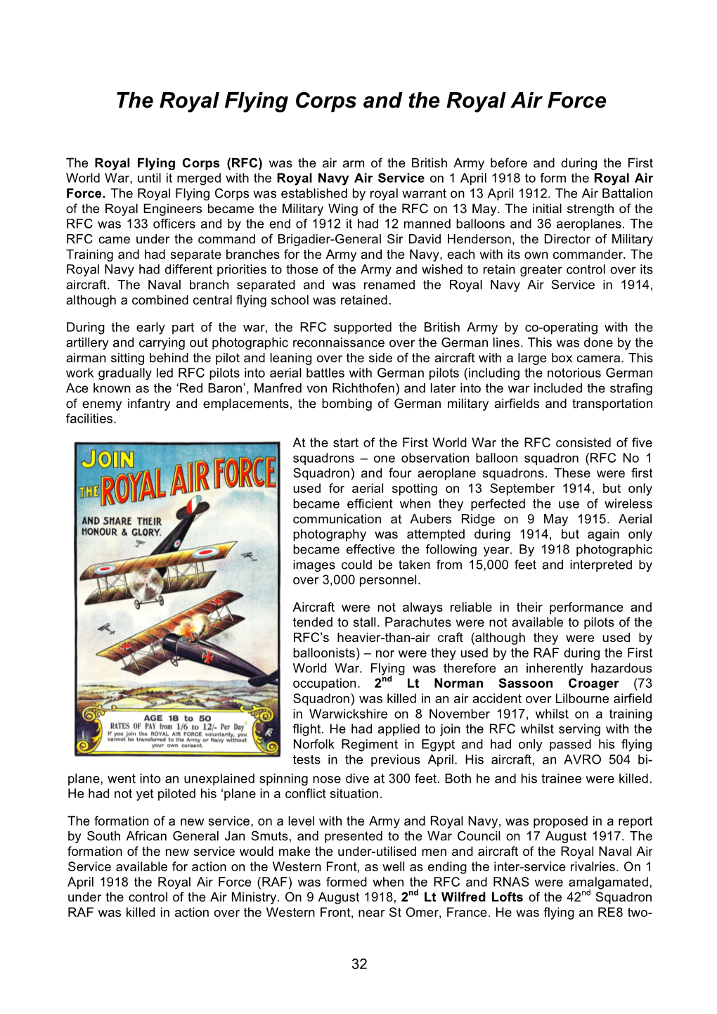 The Royal Flying Corps and the Royal Air Force