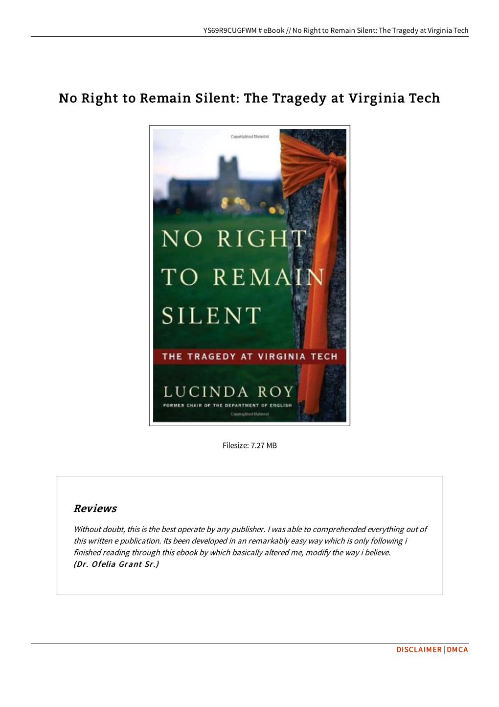 Read PDF » No Right to Remain Silent: the Tragedy at Virginia Tech N2WQKDN4P8P2