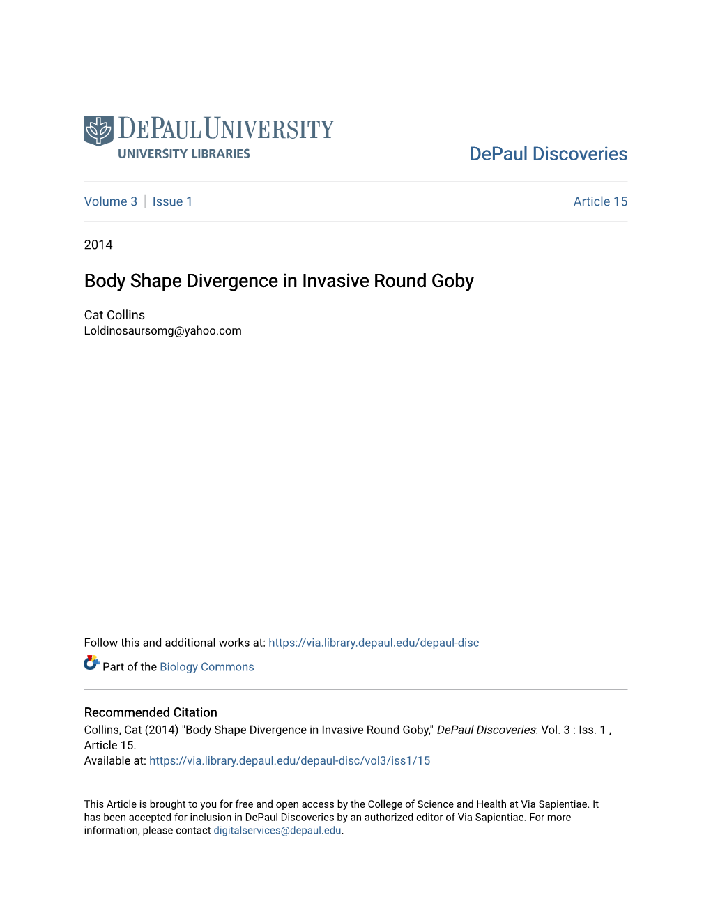 Body Shape Divergence in Invasive Round Goby