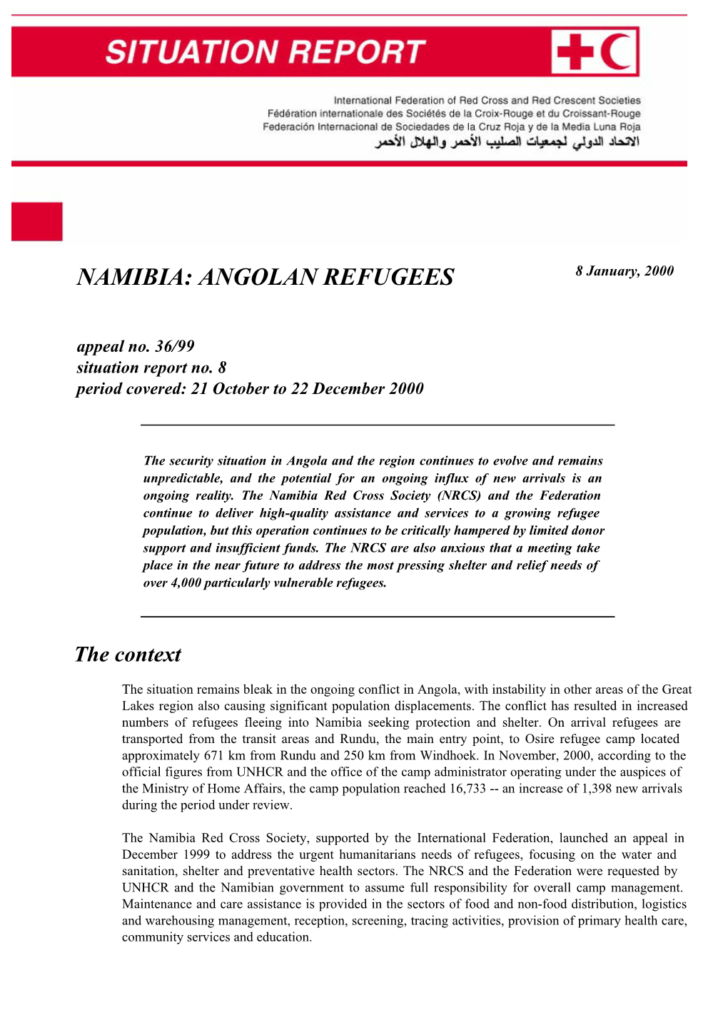 NAMIBIA ANGOLAN REFUGEES (Appeal 36/99)