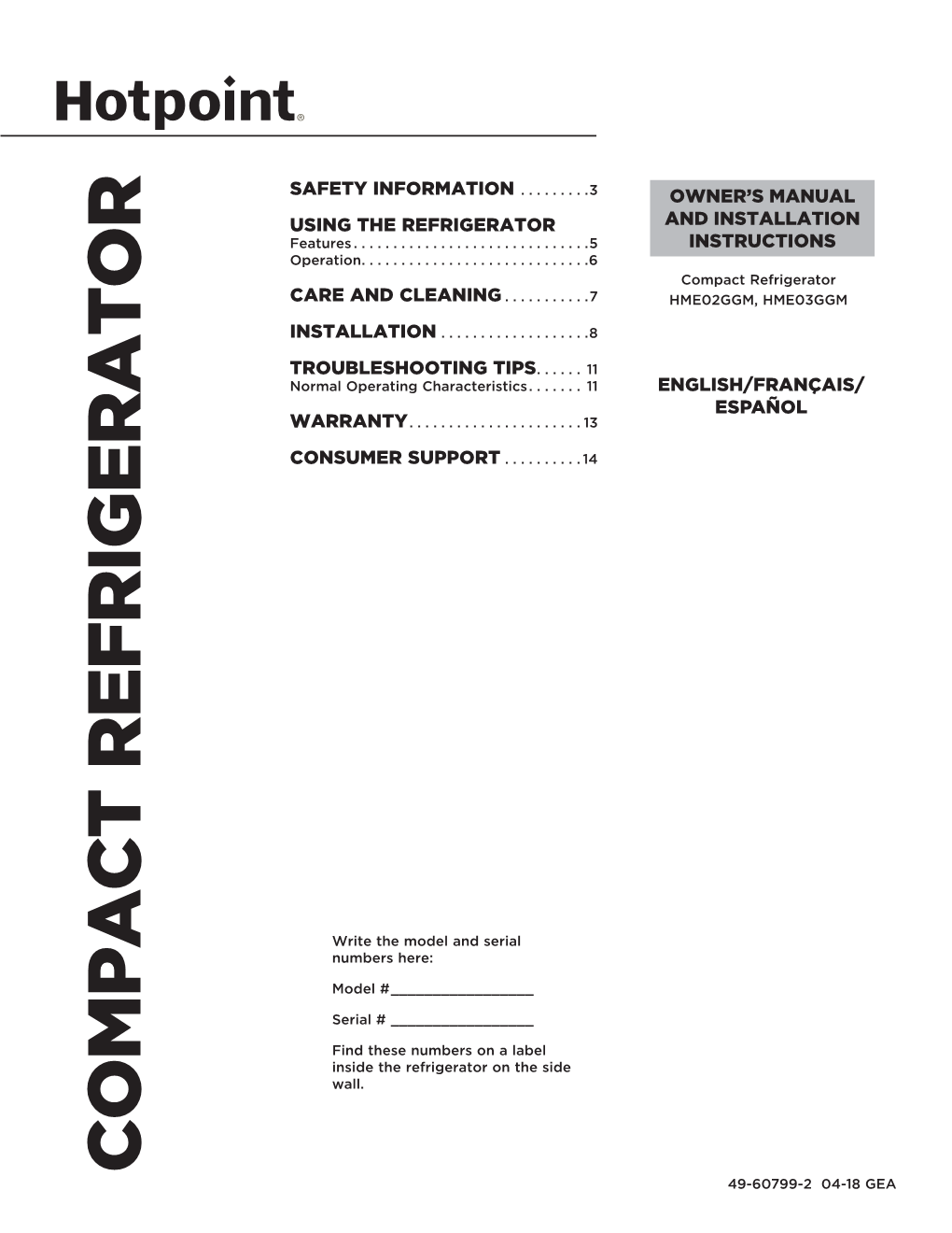 Compact Refrigerator CARE and CLEANING