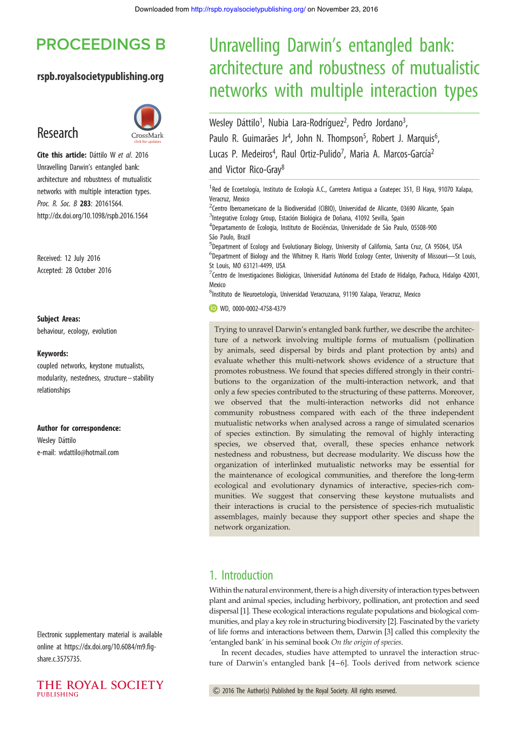 Architecture and Robustness of Mutualistic Networks with Multiple Interaction Types