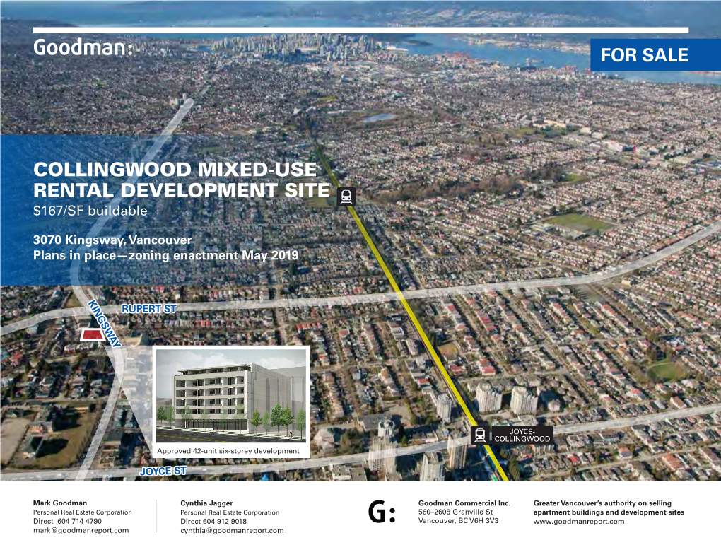 COLLINGWOOD MIXED-USE RENTAL DEVELOPMENT SITE $167/SF Buildable