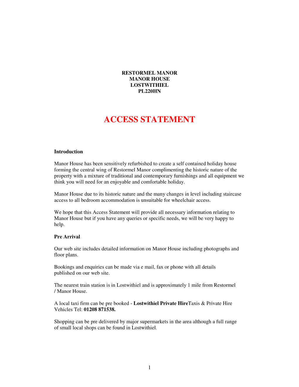 Access Statement