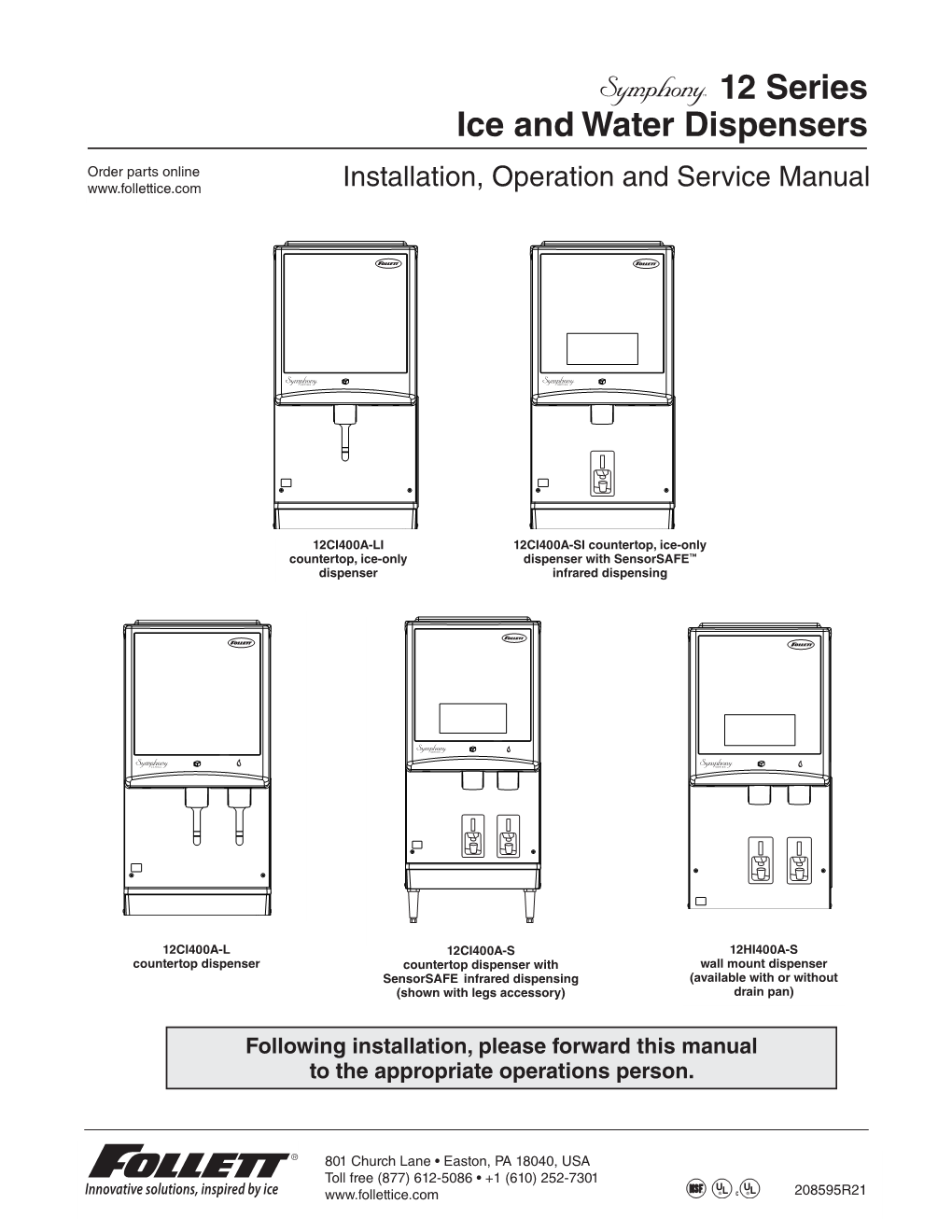 12 Series Ice and Water Dispensers