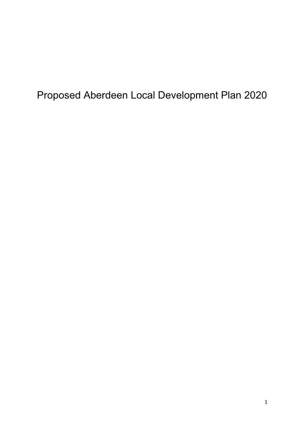 Proposed Aberdeen Local Development Plan 2020