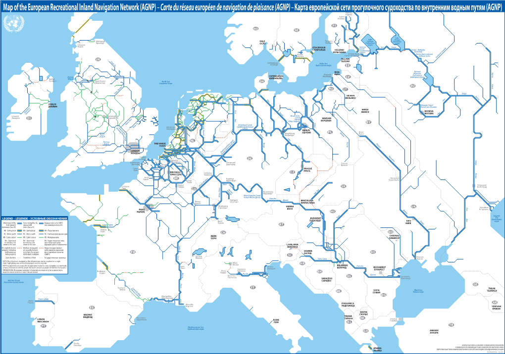 Map of the European Recreational Inland Navigation