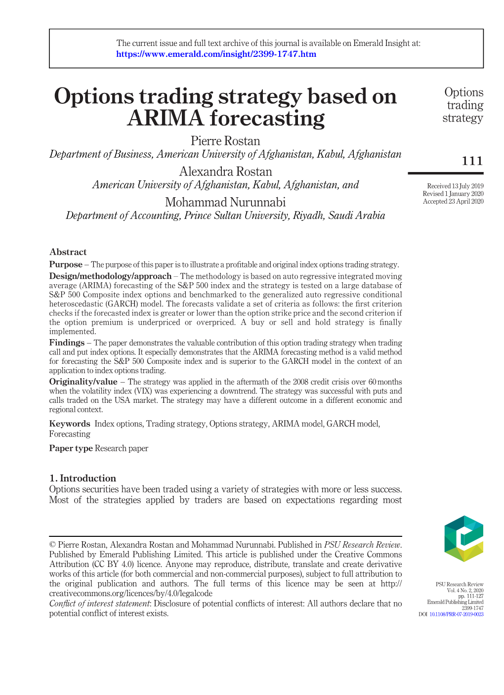 Options Trading Strategy Based on ARIMA Forecasting