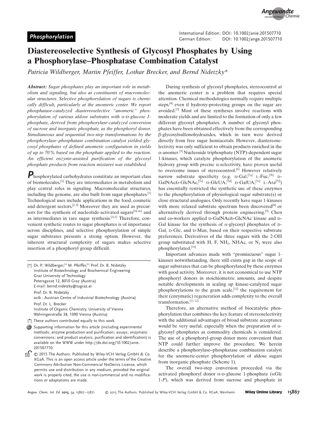 Diastereoselective Synthesis of Glycosyl Phosphates by Using A