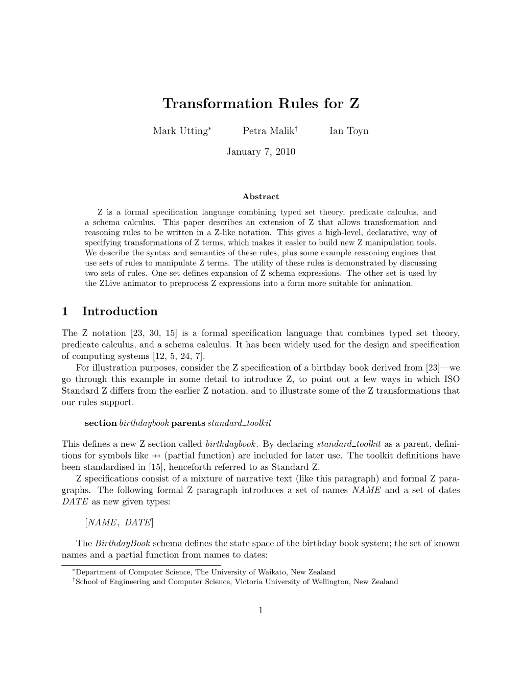 Transformation Rules for Z