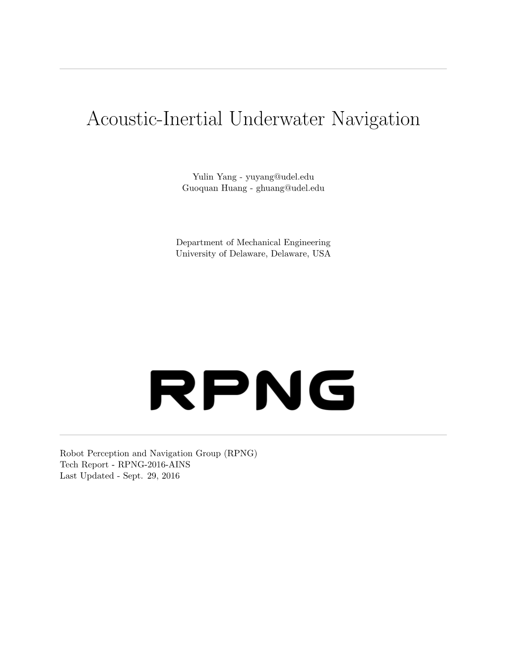 Acoustic-Inertial Underwater Navigation