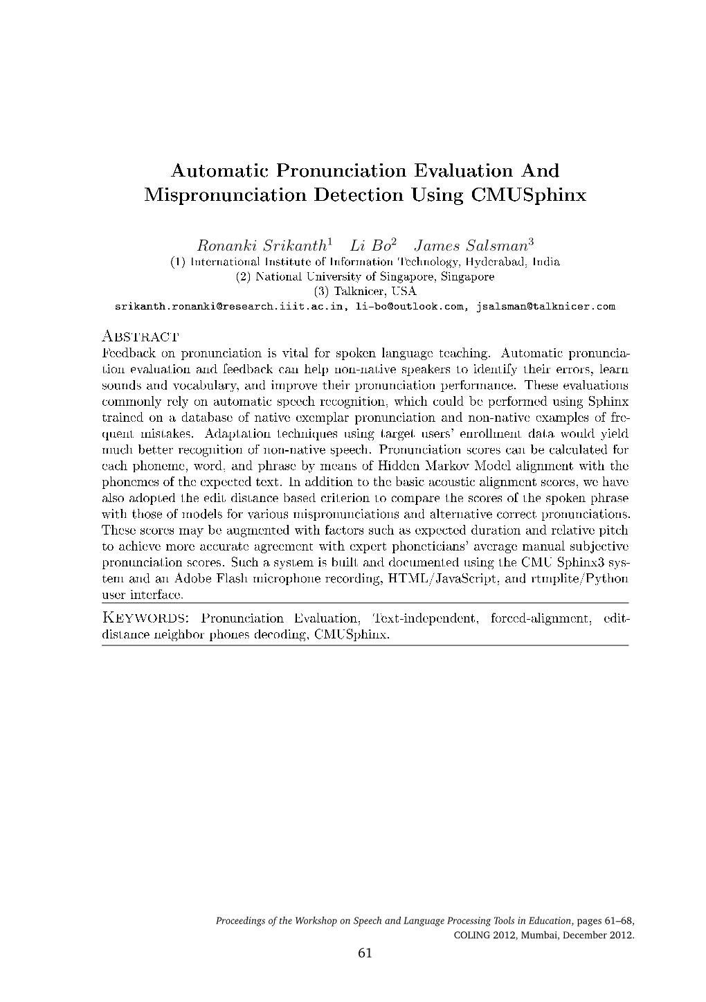 Automatic Pronunciation Scoring and Mispronunciation Detection Using