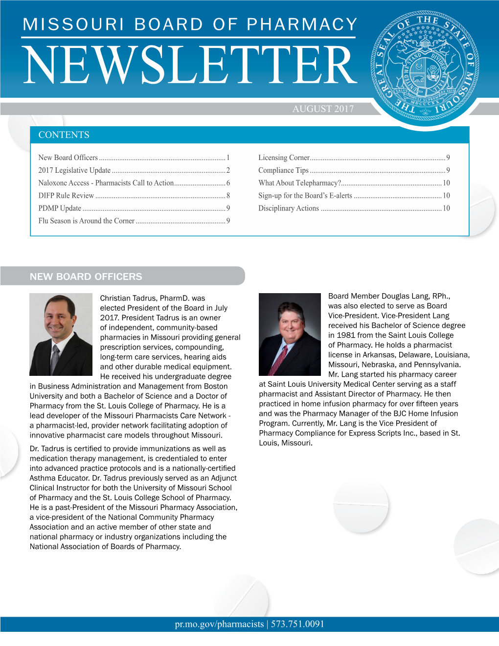 Missouri Board of Pharmacy Newsletter August 2017