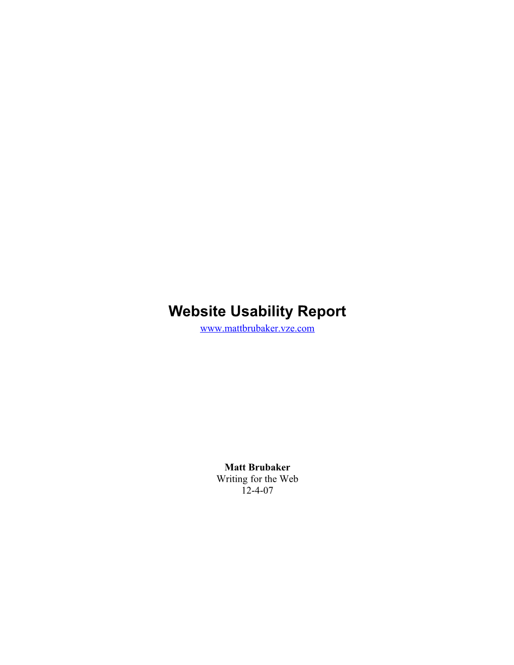 Website Usability Report