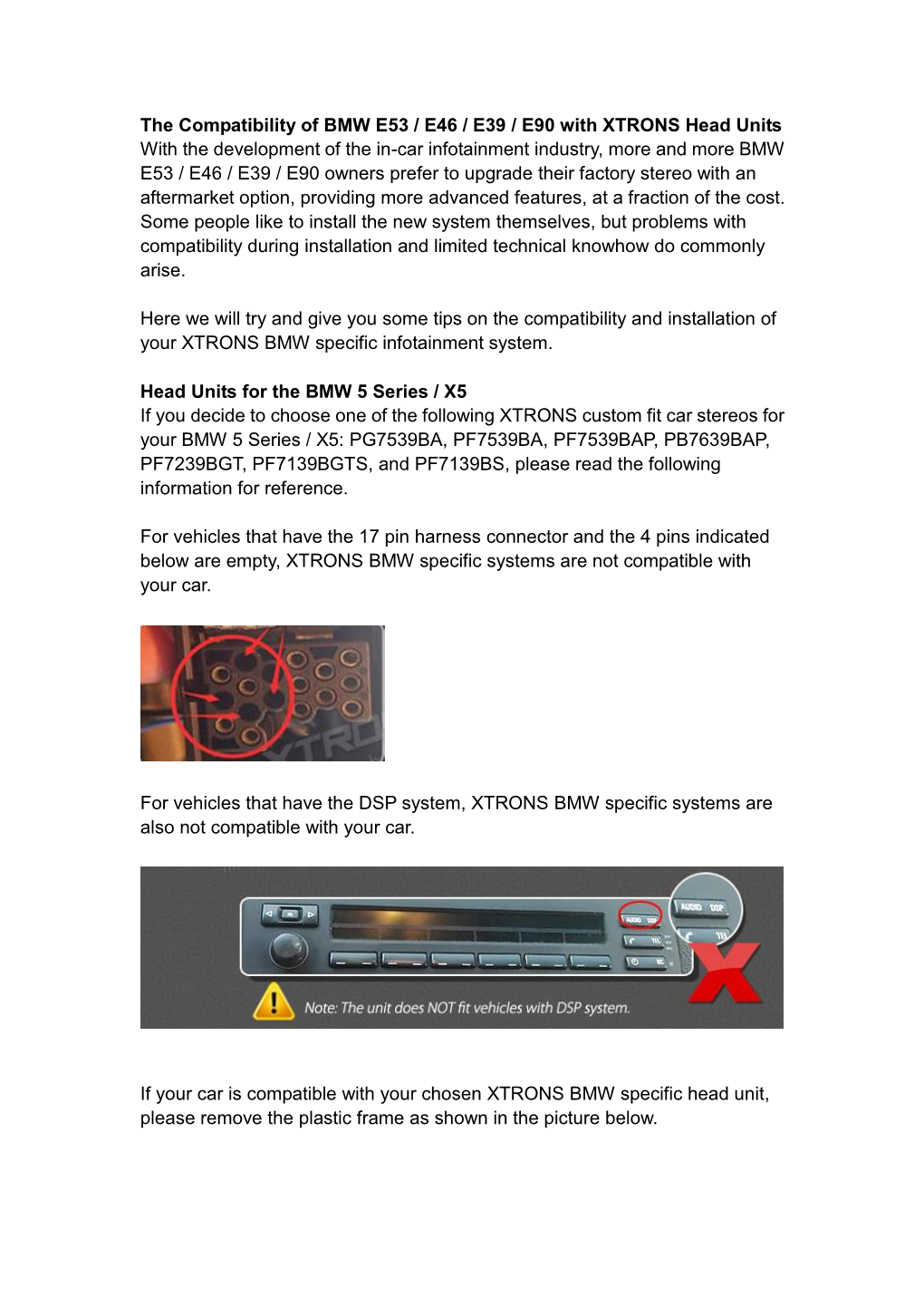 The Compatibility of BMW E53 / E46 / E39 / E90 with XTRONS Head Units