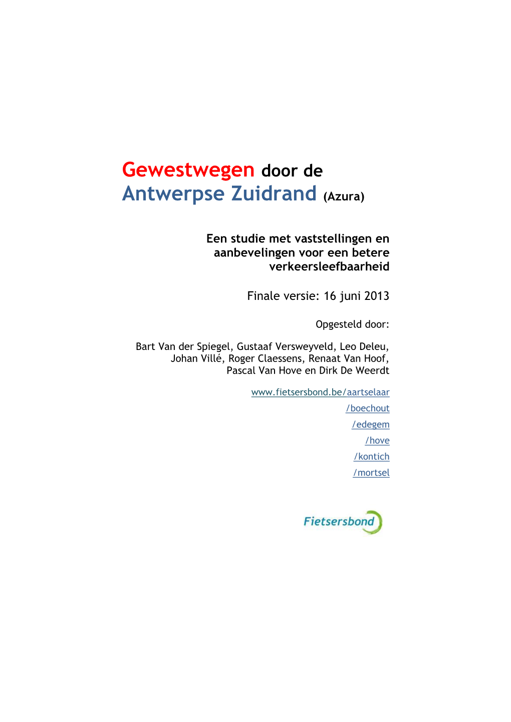 Gewestwegen Door De Antwerpse Zuidrand (Azura)