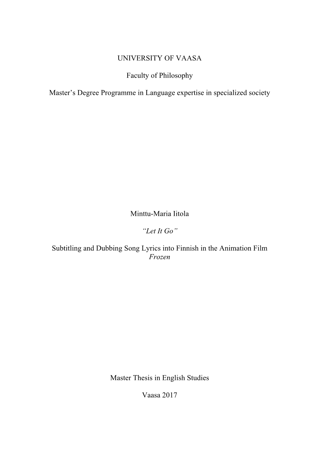 Mastersthesis, Finished9.11