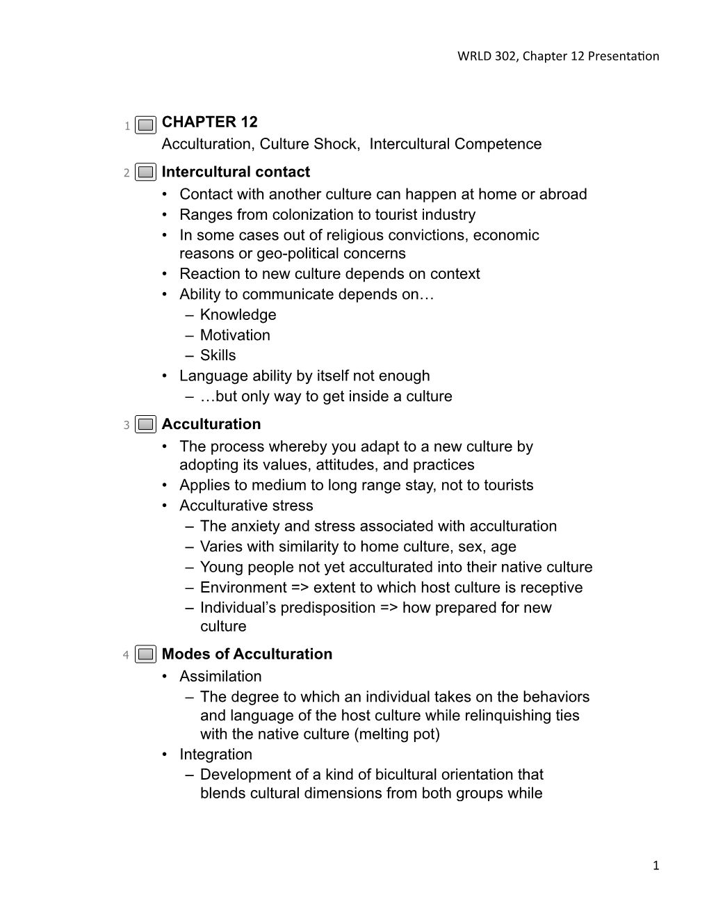 CHAPTER 12 Acculturation, Culture Shock, Intercultural Competence