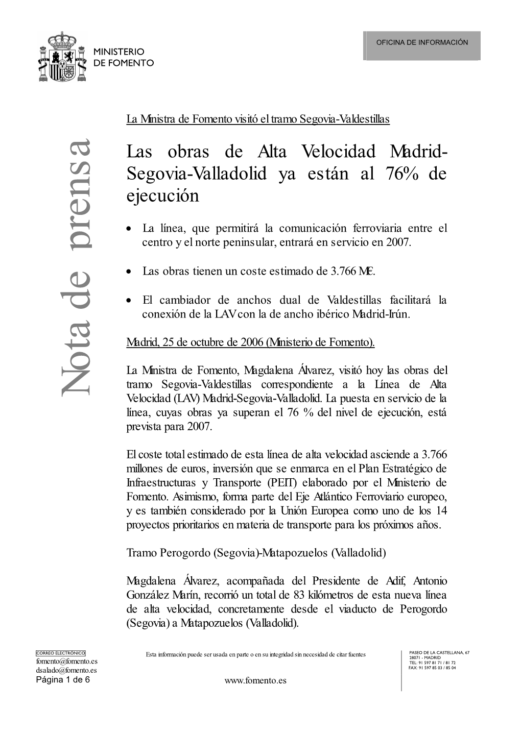 Las Obras De Alta Velocidad Madrid- Segovia-Valladolid Ya Están Al 76% De Ejecución