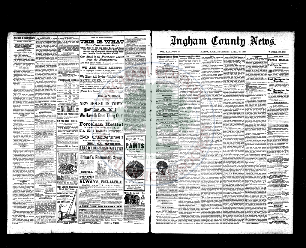 Ingham County "News." Davelonlng Tha Buit