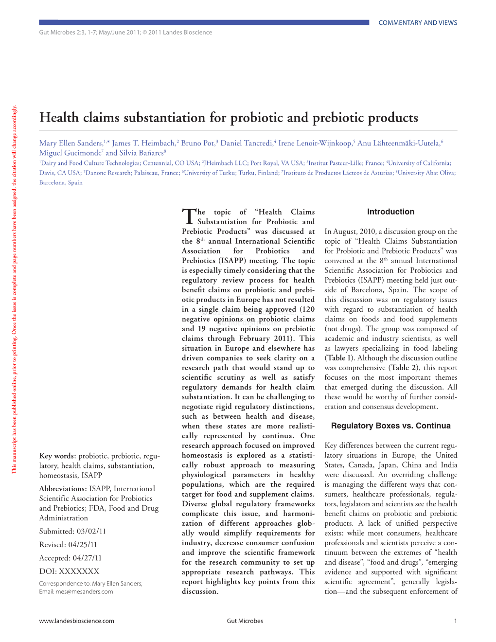 Health Claims Substantiation for Probiotic and Prebiotic Products