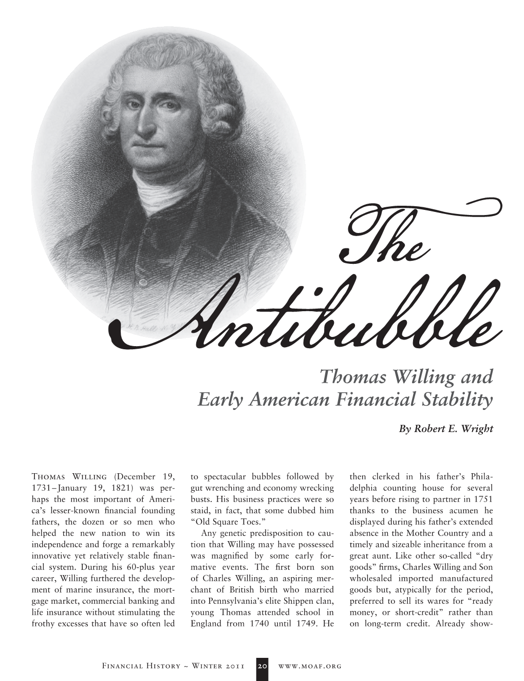 The Antibubble: Thomas Willing and Early American Financial Stability